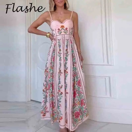 Elorune Boho Floral Maxi Dress – Sun-Kissed Beadwork for Your Wildest Holiday